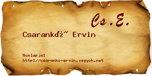 Csarankó Ervin névjegykártya