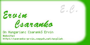 ervin csaranko business card